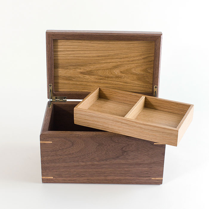 Wooden Storage Box - Walnut with White Oak Corner Splines