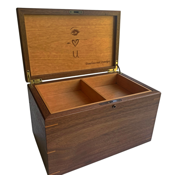 Large Keepsake Box with Lock – Personalized – Walnut with Cherry