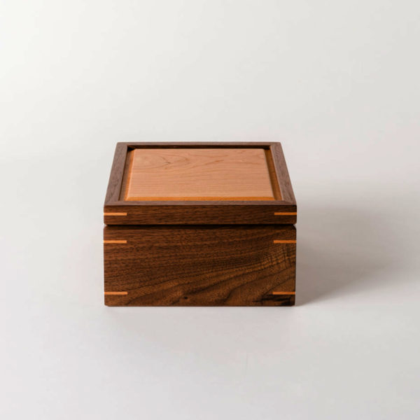 Small Square Keepsake Box – Personalized – Walnut and Cherry