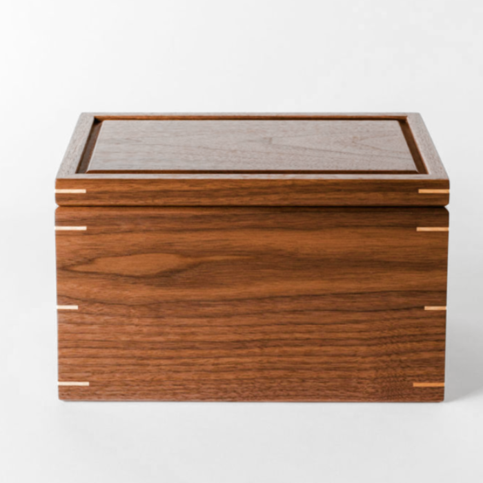 Wooden Storage Box - Walnut with White Oak Corner Splines