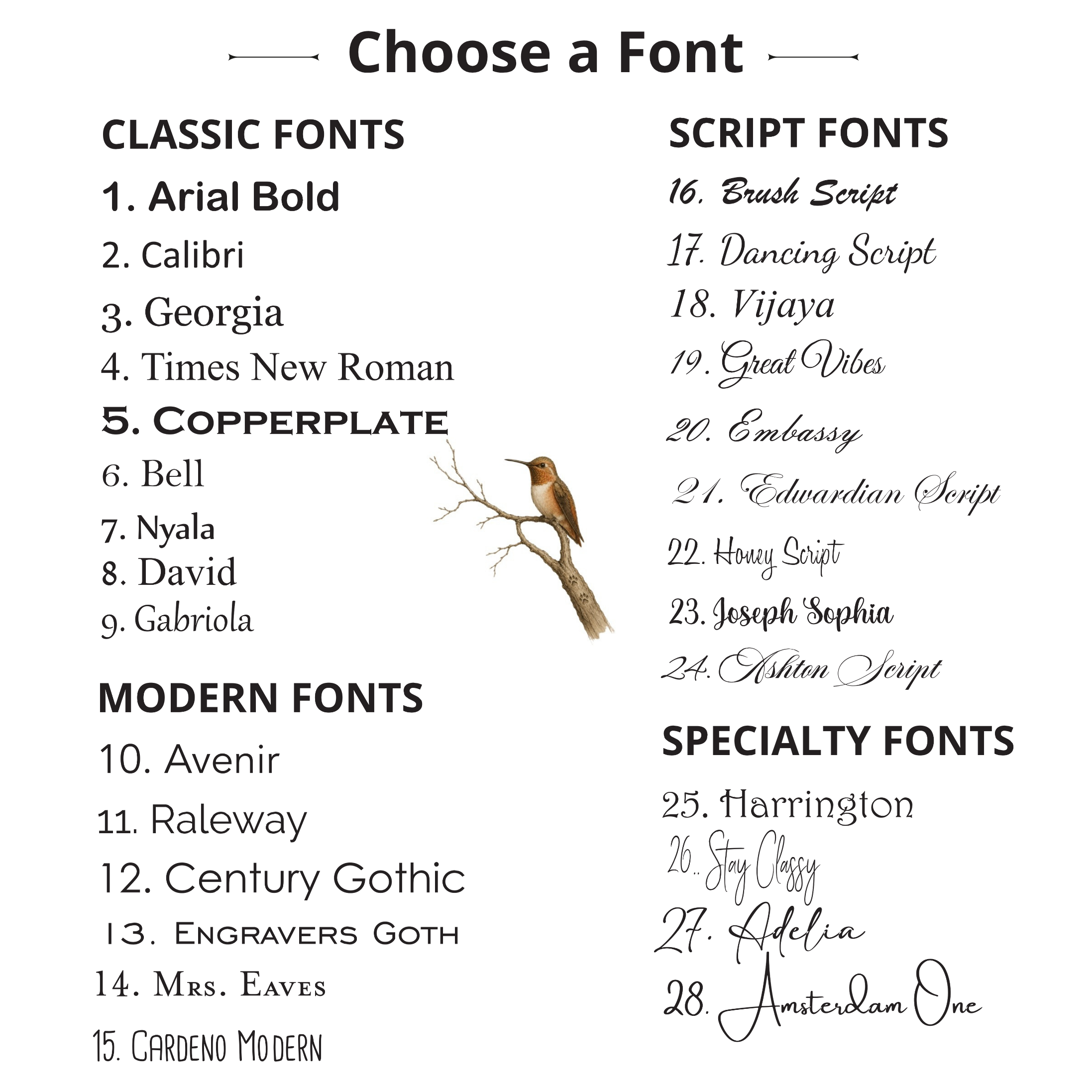 Graphic showing Mad Tree Woodcrafts Font Choices